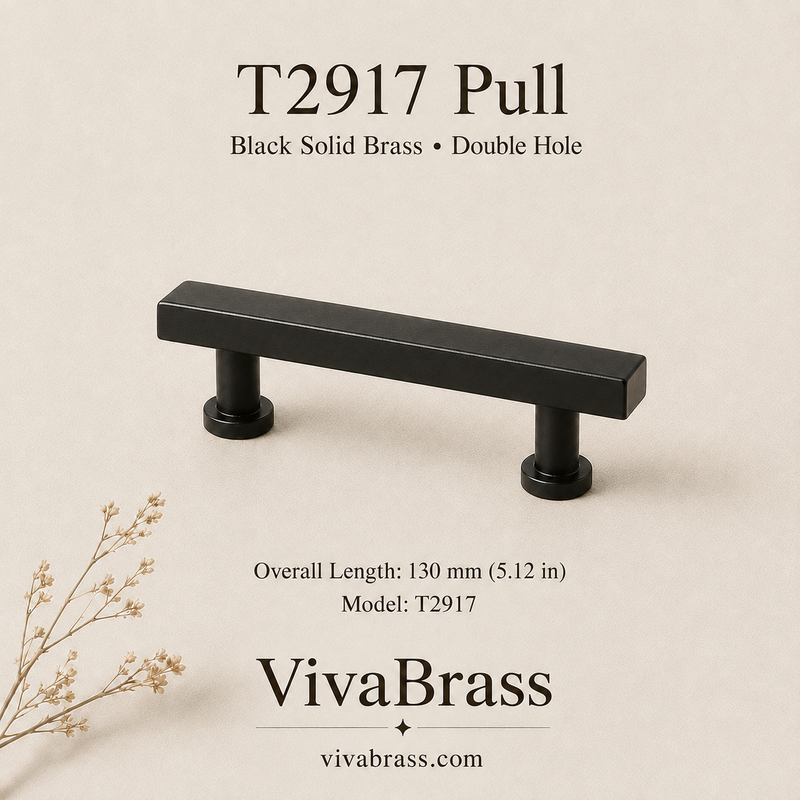 Black Solid Brass Cabinet Knobs & Pulls – Matte Black Drawer Handles, Modern Kitchen Cabinet & Furniture Hardware